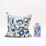 Scatter Pattern Pillow - Blue on Cream