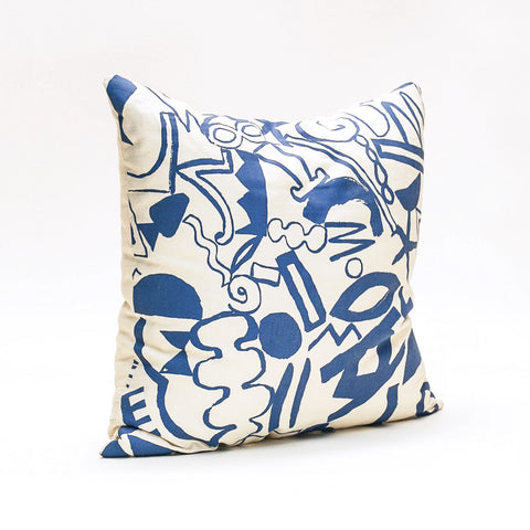 Scatter Pattern Pillow - Blue on Cream